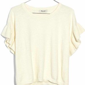Madewell Ruffle Sleeve Ivory Sweater Top - Size Large